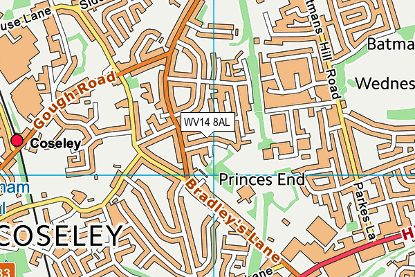 WV14 8AL map - OS VectorMap District (Ordnance Survey) WV14 8AL map - OS VectorMap District (Ordnance Survey)