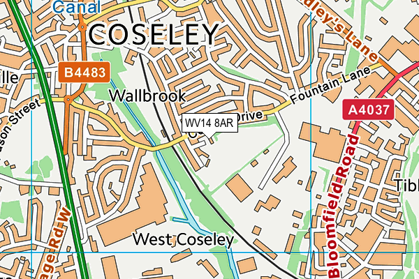 WV14 8AR map - OS VectorMap District (Ordnance Survey) WV14 8AR map - OS VectorMap District (Ordnance Survey)