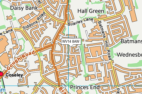 WV14 8AW map - OS VectorMap District (Ordnance Survey) WV14 8AW map - OS VectorMap District (Ordnance Survey)