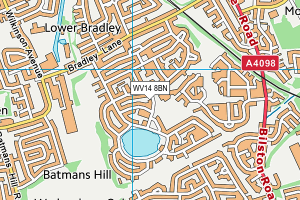WV14 8BN map - OS VectorMap District (Ordnance Survey) WV14 8BN map - OS VectorMap District (Ordnance Survey)
