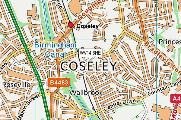 WV14 8HE map - OS VectorMap District (Ordnance Survey) WV14 8HE map - OS VectorMap District (Ordnance Survey)