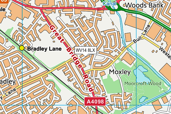 WV14 8LX map - OS VectorMap District (Ordnance Survey)