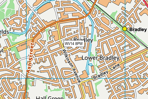 WV14 8PW map - OS VectorMap District (Ordnance Survey)