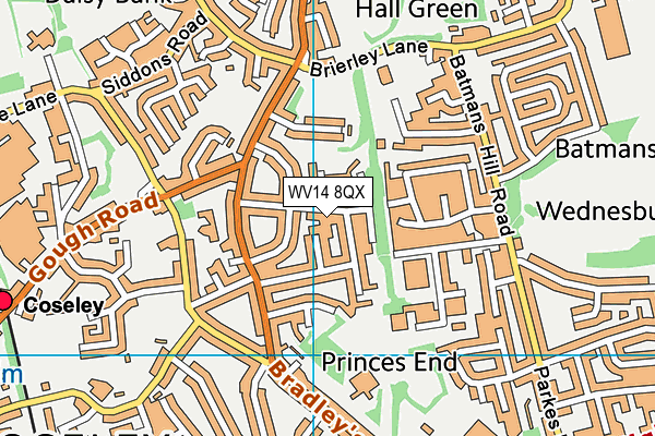 WV14 8QX map - OS VectorMap District (Ordnance Survey) WV14 8QX map - OS VectorMap District (Ordnance Survey)