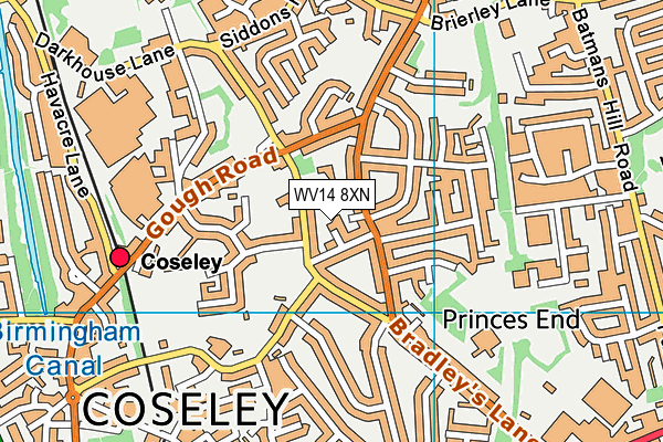 WV14 8XN map - OS VectorMap District (Ordnance Survey)