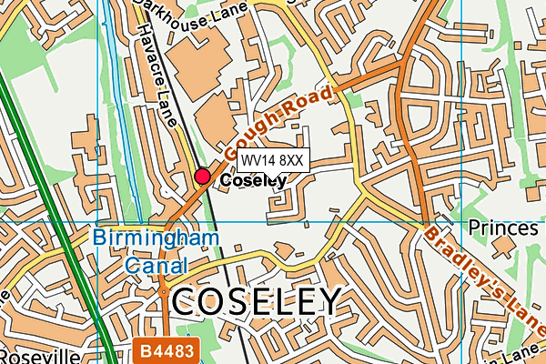 WV14 8XX map - OS VectorMap District (Ordnance Survey)