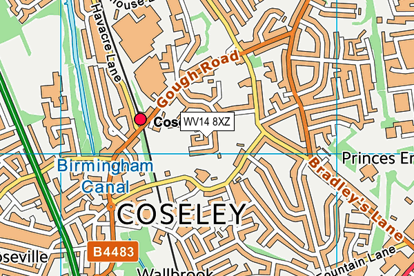 WV14 8XZ map - OS VectorMap District (Ordnance Survey) WV14 8XZ map - OS VectorMap District (Ordnance Survey)