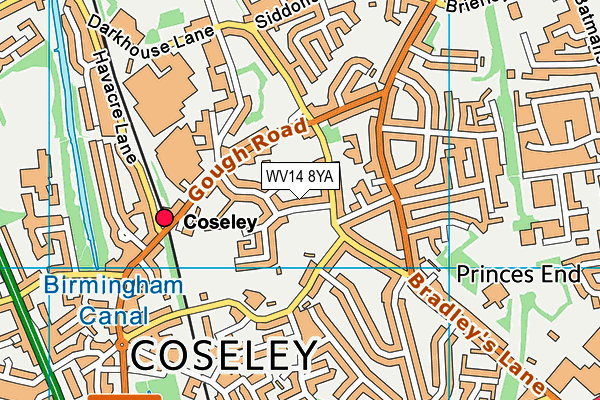 WV14 8YA map - OS VectorMap District (Ordnance Survey) WV14 8YA map - OS VectorMap District (Ordnance Survey)