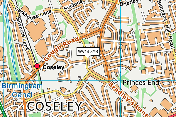 WV14 8YB map - OS VectorMap District (Ordnance Survey) WV14 8YB map - OS VectorMap District (Ordnance Survey)