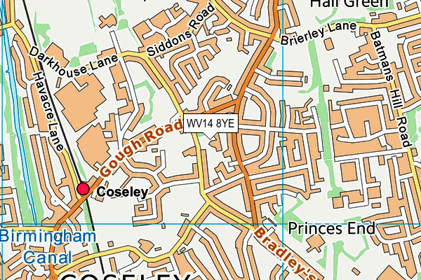WV14 8YE map - OS VectorMap District (Ordnance Survey) WV14 8YE map - OS VectorMap District (Ordnance Survey)