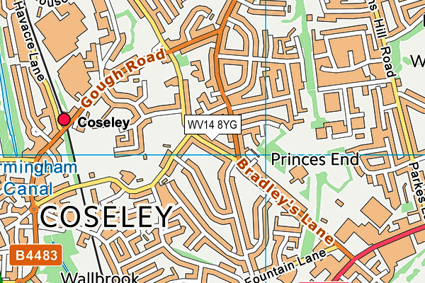 WV14 8YG map - OS VectorMap District (Ordnance Survey)