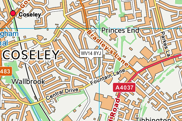 WV14 8YJ map - OS VectorMap District (Ordnance Survey) WV14 8YJ map - OS VectorMap District (Ordnance Survey)