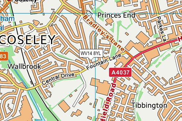 WV14 8YL map - OS VectorMap District (Ordnance Survey) WV14 8YL map - OS VectorMap District (Ordnance Survey)