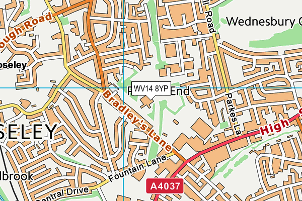 WV14 8YP map - OS VectorMap District (Ordnance Survey)
