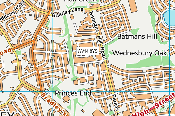 WV14 8YS map - OS VectorMap District (Ordnance Survey) WV14 8YS map - OS VectorMap District (Ordnance Survey)