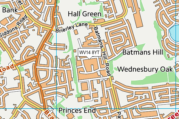 WV14 8YT map - OS VectorMap District (Ordnance Survey)