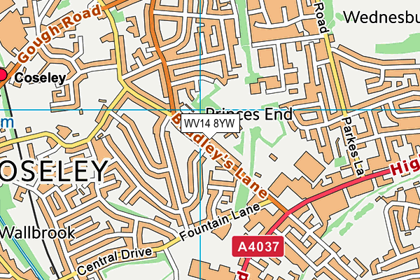 WV14 8YW map - OS VectorMap District (Ordnance Survey) WV14 8YW map - OS VectorMap District (Ordnance Survey)
