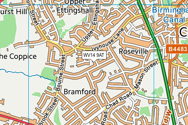 WV14 9AT map - OS VectorMap District (Ordnance Survey) WV14 9AT map - OS VectorMap District (Ordnance Survey)
