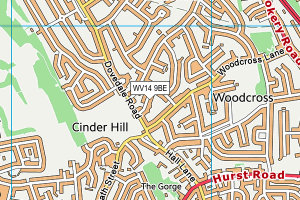 WV14 9BE map - OS VectorMap District (Ordnance Survey)