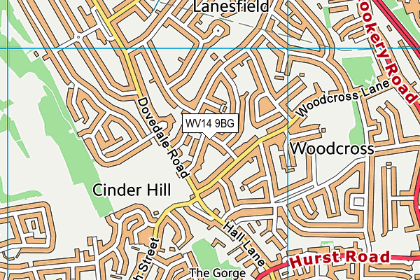 WV14 9BG map - OS VectorMap District (Ordnance Survey) WV14 9BG map - OS VectorMap District (Ordnance Survey)