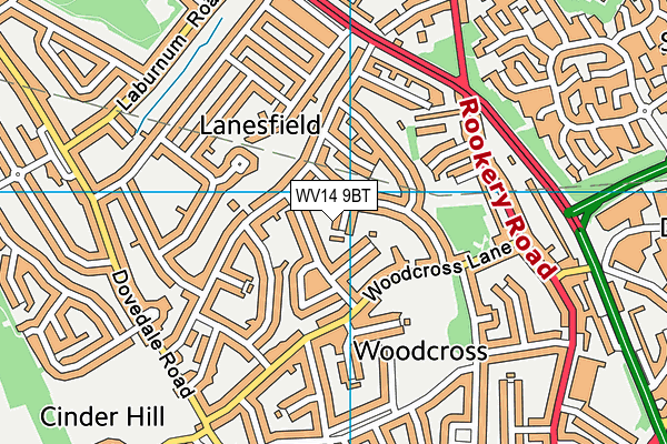 WV14 9BT map - OS VectorMap District (Ordnance Survey) WV14 9BT map - OS VectorMap District (Ordnance Survey)