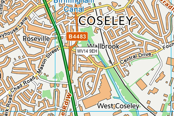 WV14 9EH map - OS VectorMap District (Ordnance Survey)