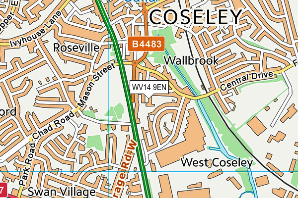 WV14 9EN map - OS VectorMap District (Ordnance Survey) WV14 9EN map - OS VectorMap District (Ordnance Survey)