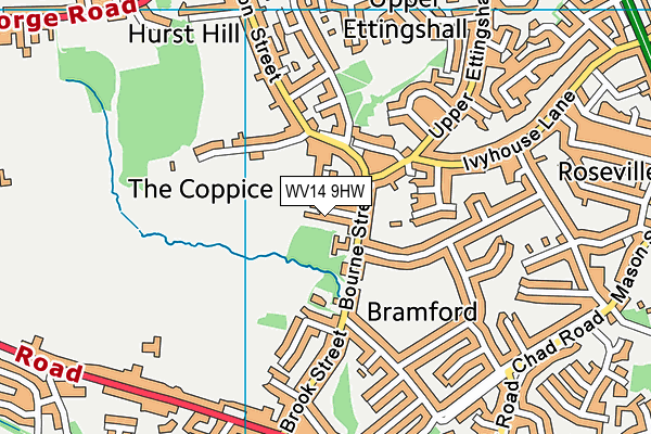 WV14 9HW map - OS VectorMap District (Ordnance Survey)