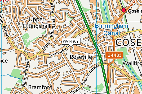 WV14 9JY map - OS VectorMap District (Ordnance Survey)