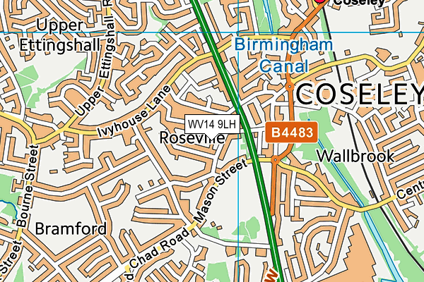 WV14 9LH map - OS VectorMap District (Ordnance Survey) WV14 9LH map - OS VectorMap District (Ordnance Survey)