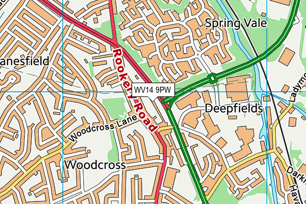 WV14 9PW map - OS VectorMap District (Ordnance Survey) WV14 9PW map - OS VectorMap District (Ordnance Survey)