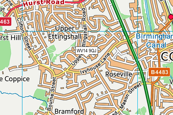 WV14 9QJ map - OS VectorMap District (Ordnance Survey) WV14 9QJ map - OS VectorMap District (Ordnance Survey)