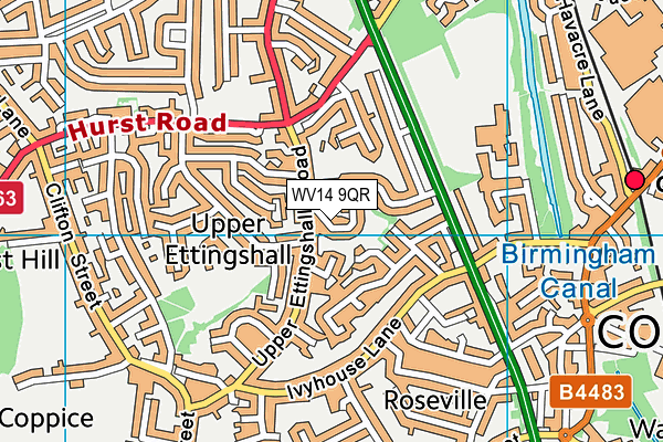 WV14 9QR map - OS VectorMap District (Ordnance Survey)