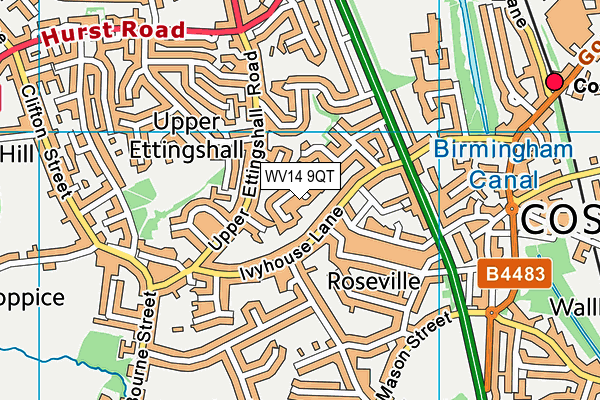 WV14 9QT map - OS VectorMap District (Ordnance Survey) WV14 9QT map - OS VectorMap District (Ordnance Survey)