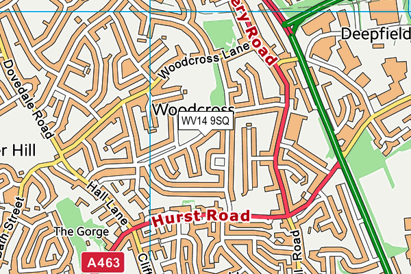 WV14 9SQ map - OS VectorMap District (Ordnance Survey) WV14 9SQ map - OS VectorMap District (Ordnance Survey)
