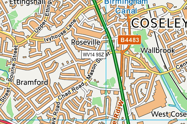 WV14 9SZ map - OS VectorMap District (Ordnance Survey)