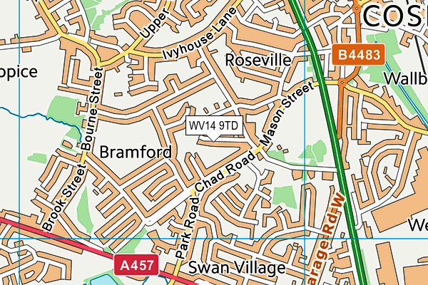 WV14 9TD map - OS VectorMap District (Ordnance Survey) WV14 9TD map - OS VectorMap District (Ordnance Survey)