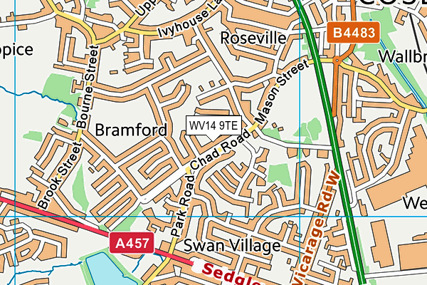 WV14 9TE map - OS VectorMap District (Ordnance Survey) WV14 9TE map - OS VectorMap District (Ordnance Survey)