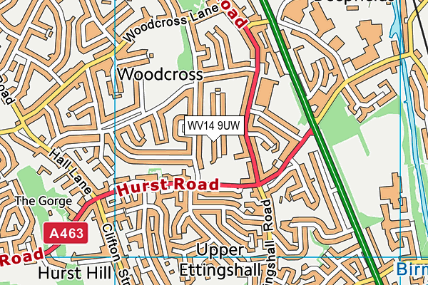 WV14 9UW map - OS VectorMap District (Ordnance Survey)