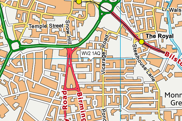 WV2 1AQ map - OS VectorMap District (Ordnance Survey) WV2 1AQ map - OS VectorMap District (Ordnance Survey)