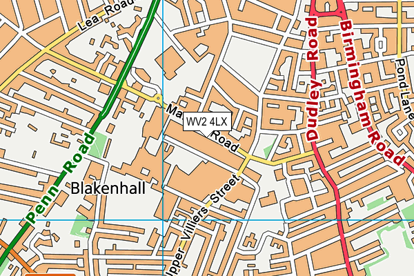 WV2 4LX map - OS VectorMap District (Ordnance Survey)