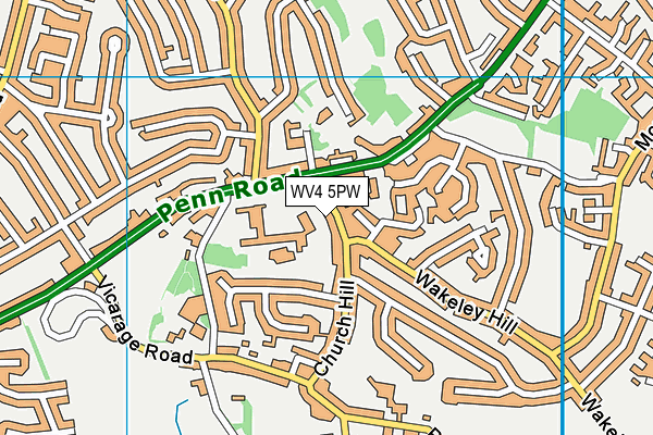 WV4 5PW map - OS VectorMap District (Ordnance Survey)