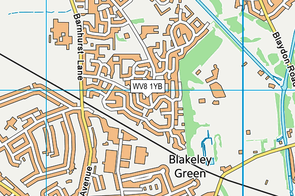 WV8 1YB map - OS VectorMap District (Ordnance Survey)