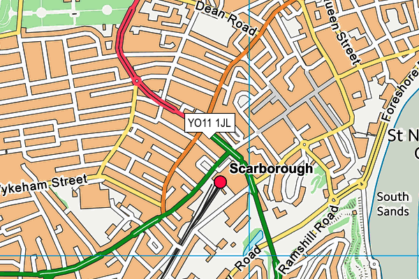 YO11 1JL map - OS VectorMap District (Ordnance Survey) YO11 1JL map - OS VectorMap District (Ordnance Survey)