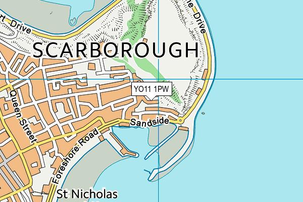 YO11 1PW map - OS VectorMap District (Ordnance Survey)