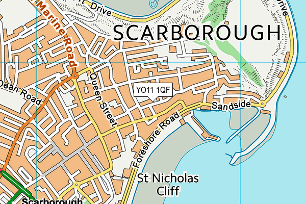 YO11 1QF map - OS VectorMap District (Ordnance Survey) YO11 1QF map - OS VectorMap District (Ordnance Survey)