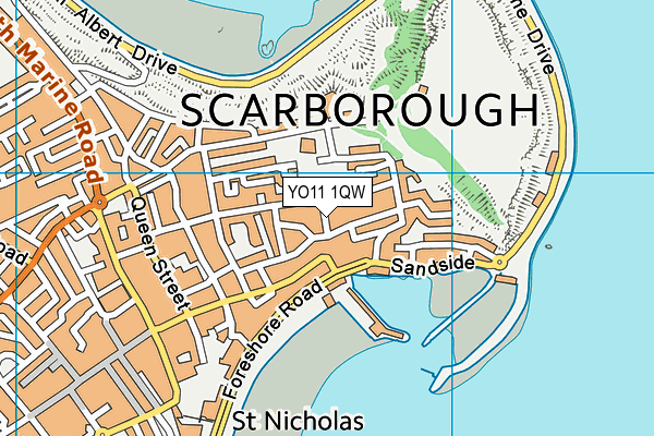 YO11 1QW map - OS VectorMap District (Ordnance Survey)