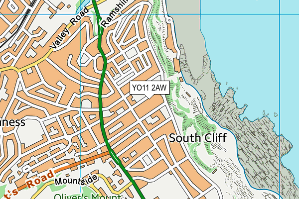 YO11 2AW map - OS VectorMap District (Ordnance Survey) YO11 2AW map - OS VectorMap District (Ordnance Survey)