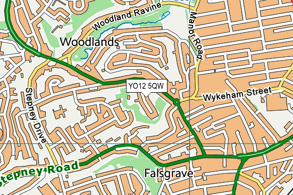 YO12 5QW map - OS VectorMap District (Ordnance Survey) YO12 5QW map - OS VectorMap District (Ordnance Survey)