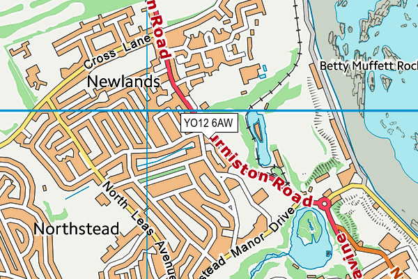 YO12 6AW map - OS VectorMap District (Ordnance Survey) YO12 6AW map - OS VectorMap District (Ordnance Survey)